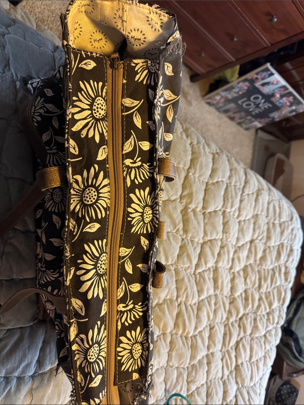 Myra Bag Black and Cream Floral Travel Tote - Picture 4 of 5